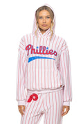 Classic PHILADELPHIA PHILLIES PINSTRIPE 2026 RELAXED PULLOVER HOODIE - WHITE RED