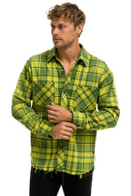 Classic PLAID FLANNEL LIGHT WEIGHT UNISEX WESTERN SHIRT - AVOCADO PLAID
