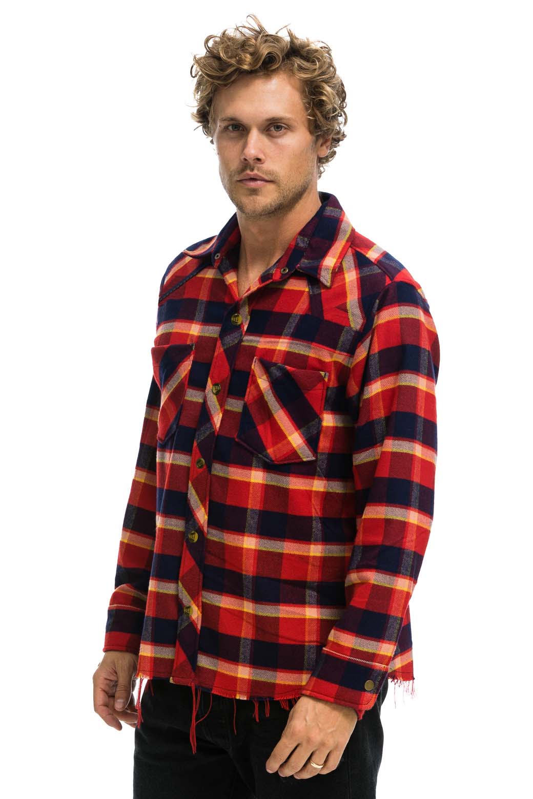 Classic PLAID FLANNEL LIGHT WEIGHT UNISEX WESTERN SHIRT - RUGBY PLAID