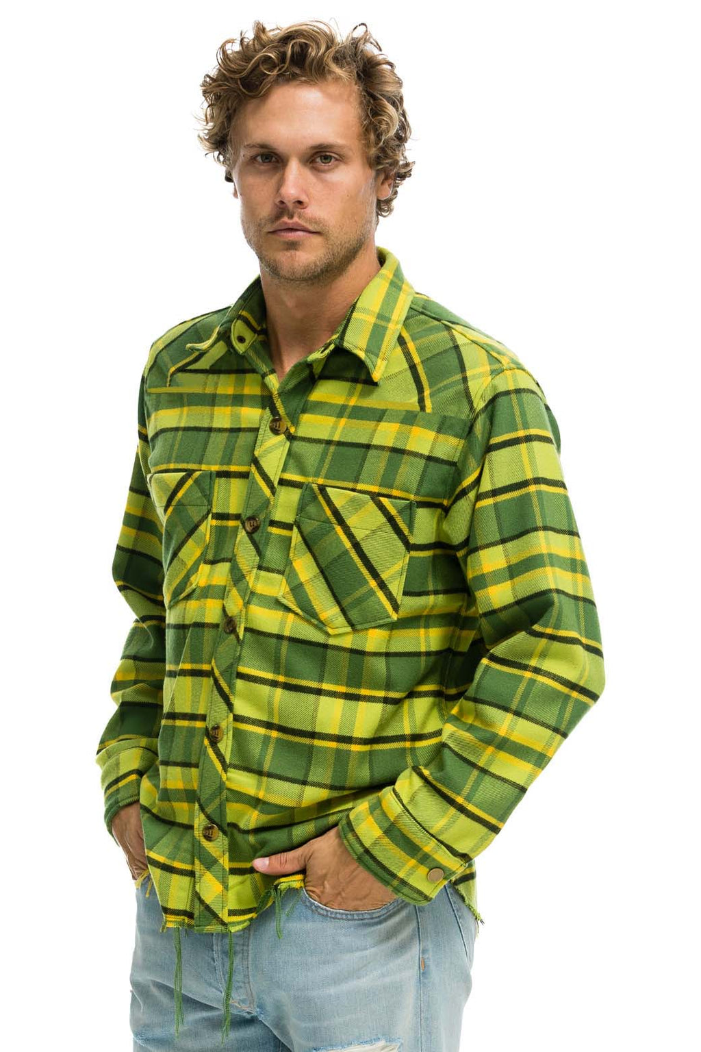 Classic PLAID FLANNEL WESTERN SHIRT - AVOCADO PLAID