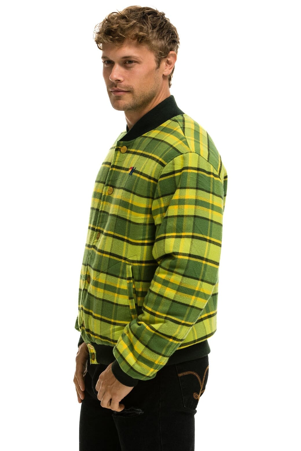 Classic PLAID UNISEX VARSITY JACKET - AVOCADO PLAID