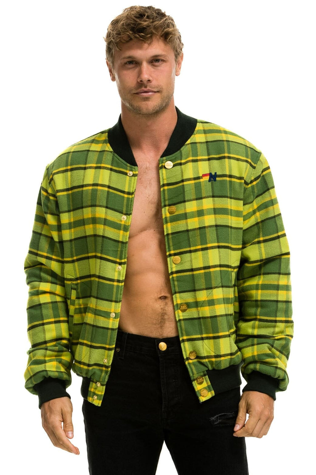 Classic PLAID UNISEX VARSITY JACKET - AVOCADO PLAID