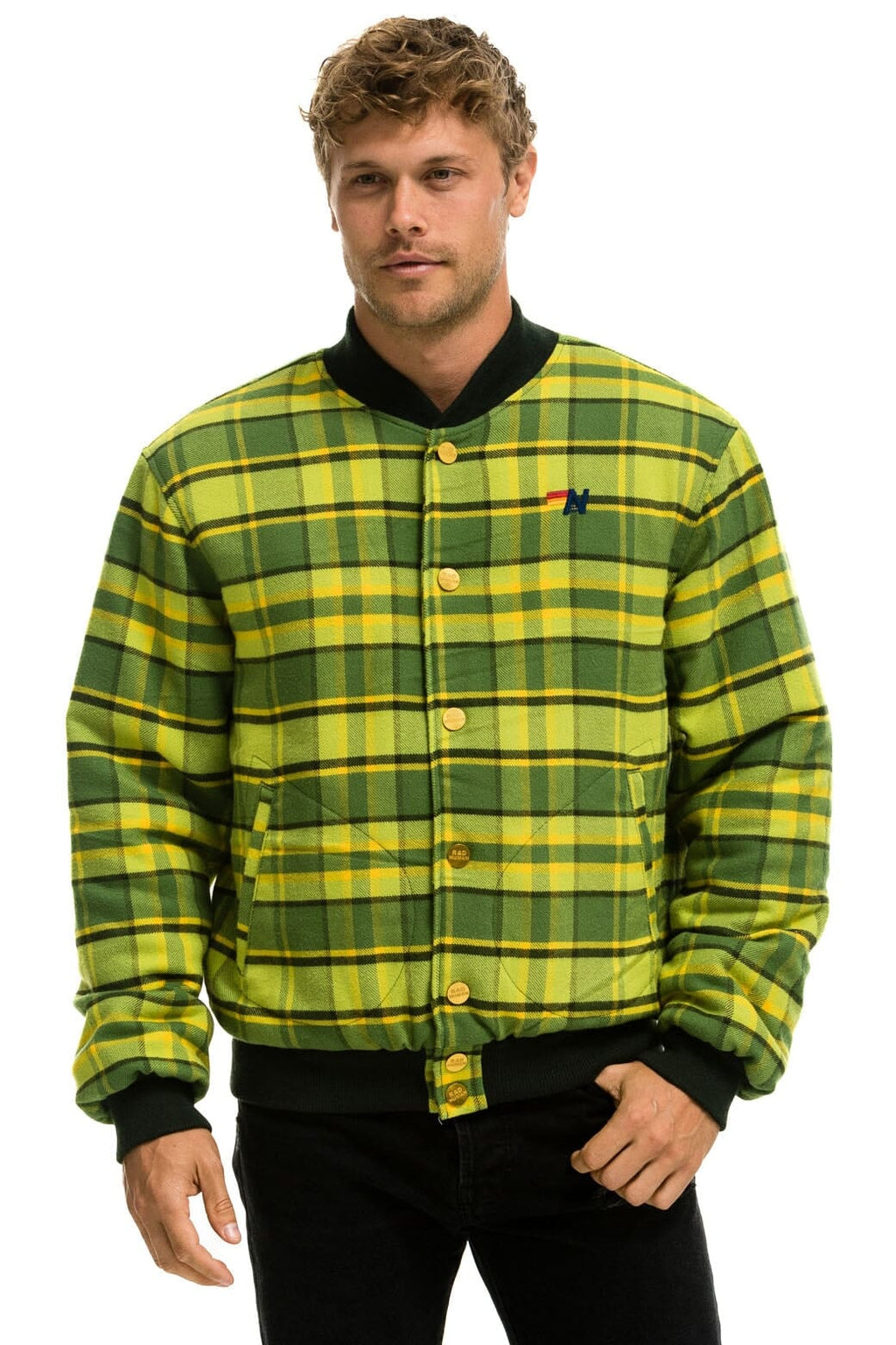 Classic PLAID UNISEX VARSITY JACKET - AVOCADO PLAID