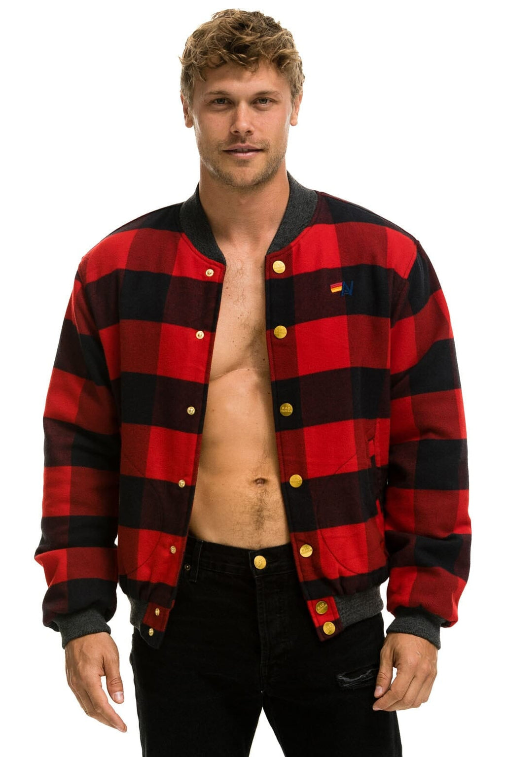 Classic PLAID UNISEX VARSITY JACKET - BUFFALO PLAID