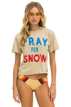 Classic PRAY FOR SNOW BOYFRIEND TEE - SAND