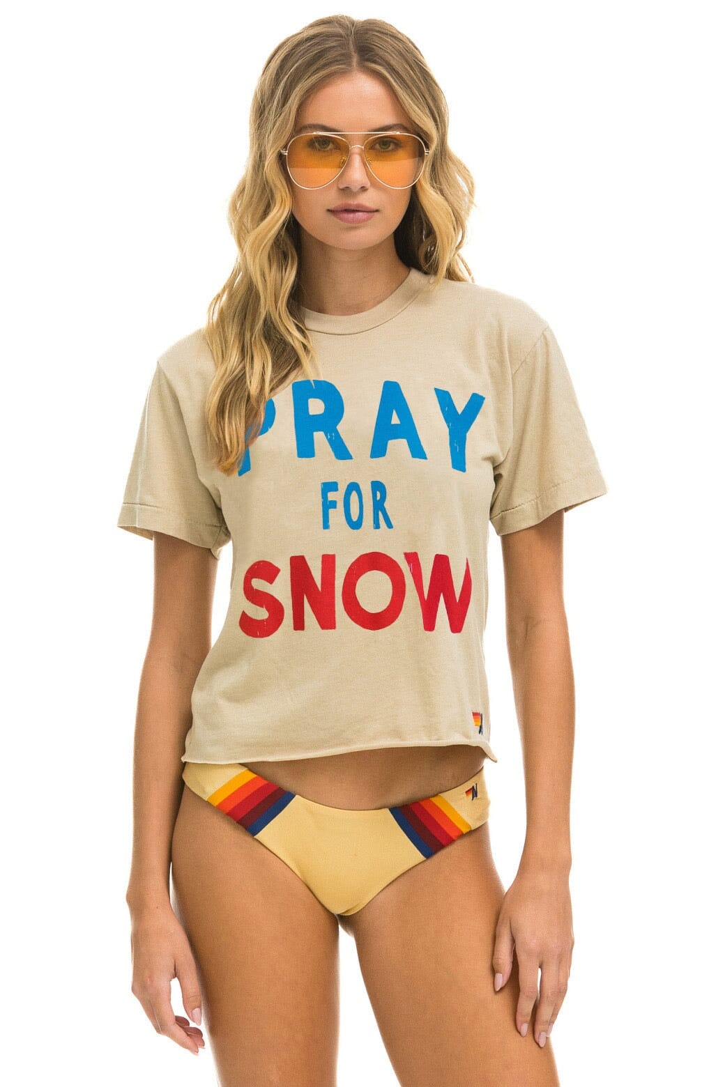 Classic PRAY FOR SNOW BOYFRIEND TEE - SAND