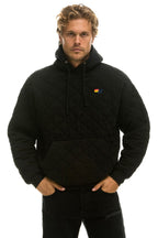 Classic QUILTED RELAXED PULLOVER HOODIE - BLACK