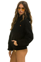 Classic QUILTED RELAXED PULLOVER HOODIE - BLACK