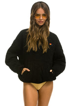 Classic QUILTED RELAXED PULLOVER HOODIE - BLACK