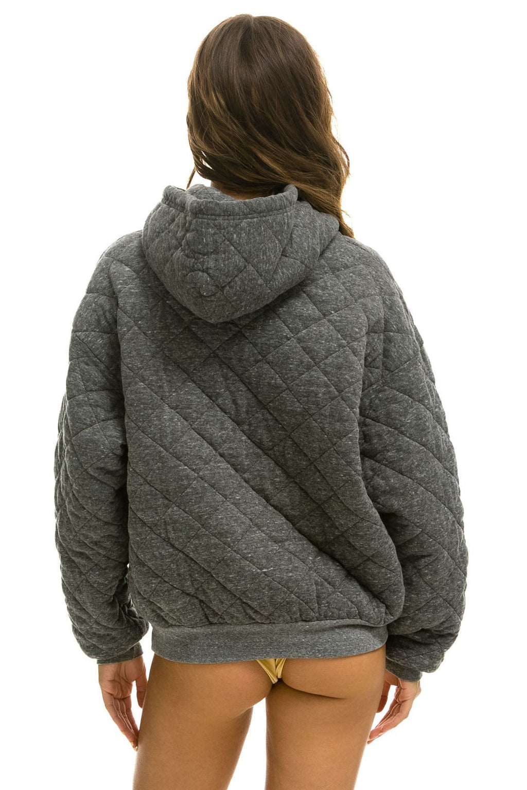 Classic QUILTED RELAXED PULLOVER HOODIE - HEATHER GREY