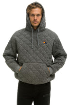Classic QUILTED RELAXED PULLOVER HOODIE - HEATHER GREY