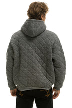 Classic QUILTED RELAXED PULLOVER HOODIE - HEATHER GREY