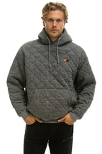 Classic QUILTED RELAXED PULLOVER HOODIE - HEATHER GREY