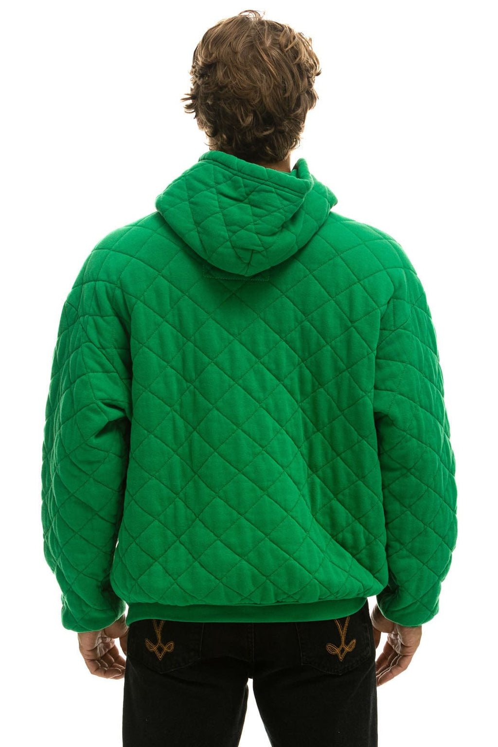 Classic QUILTED RELAXED PULLOVER HOODIE - KELLY GREEN