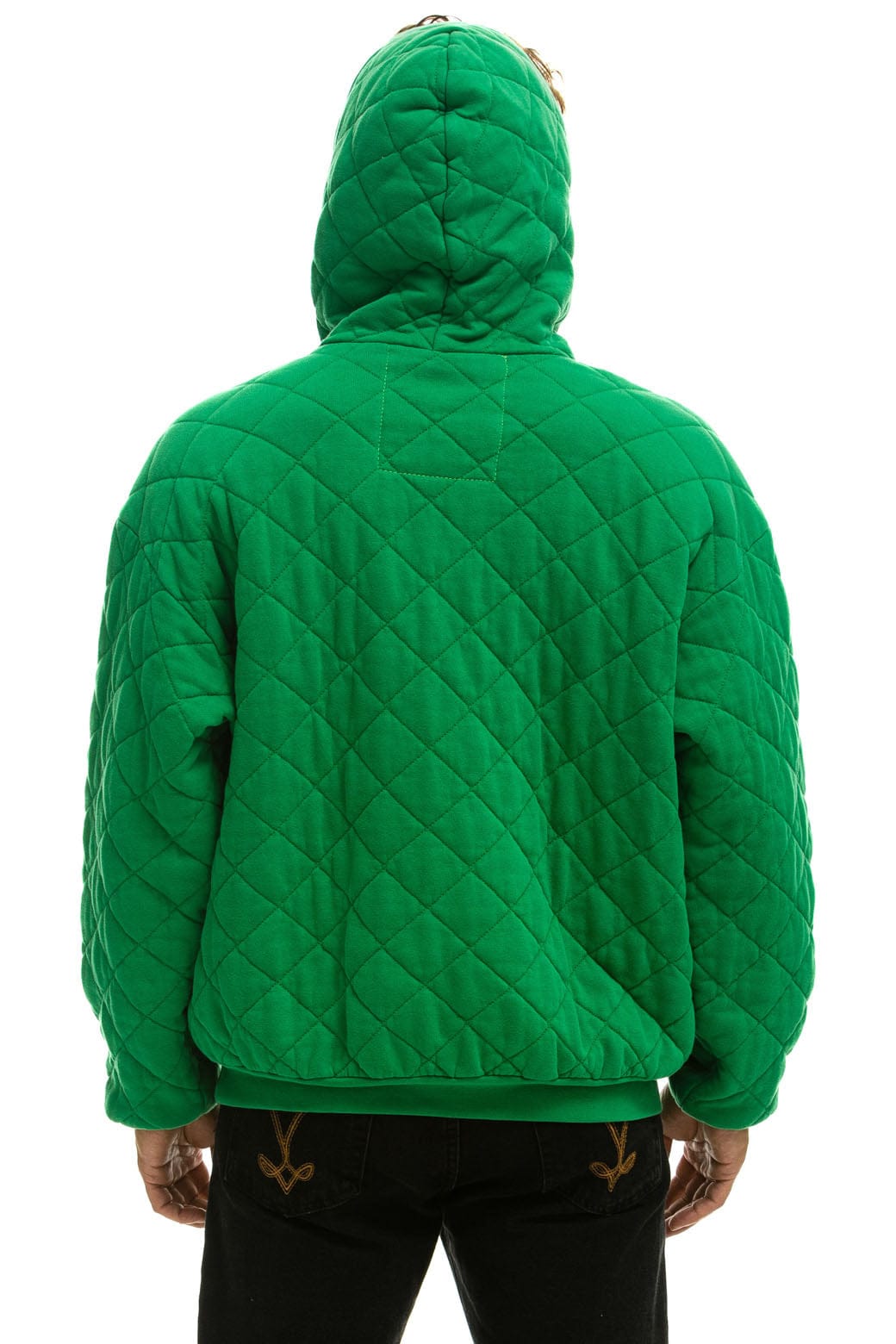 Classic QUILTED RELAXED PULLOVER HOODIE - KELLY GREEN