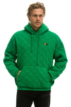 Classic QUILTED RELAXED PULLOVER HOODIE - KELLY GREEN