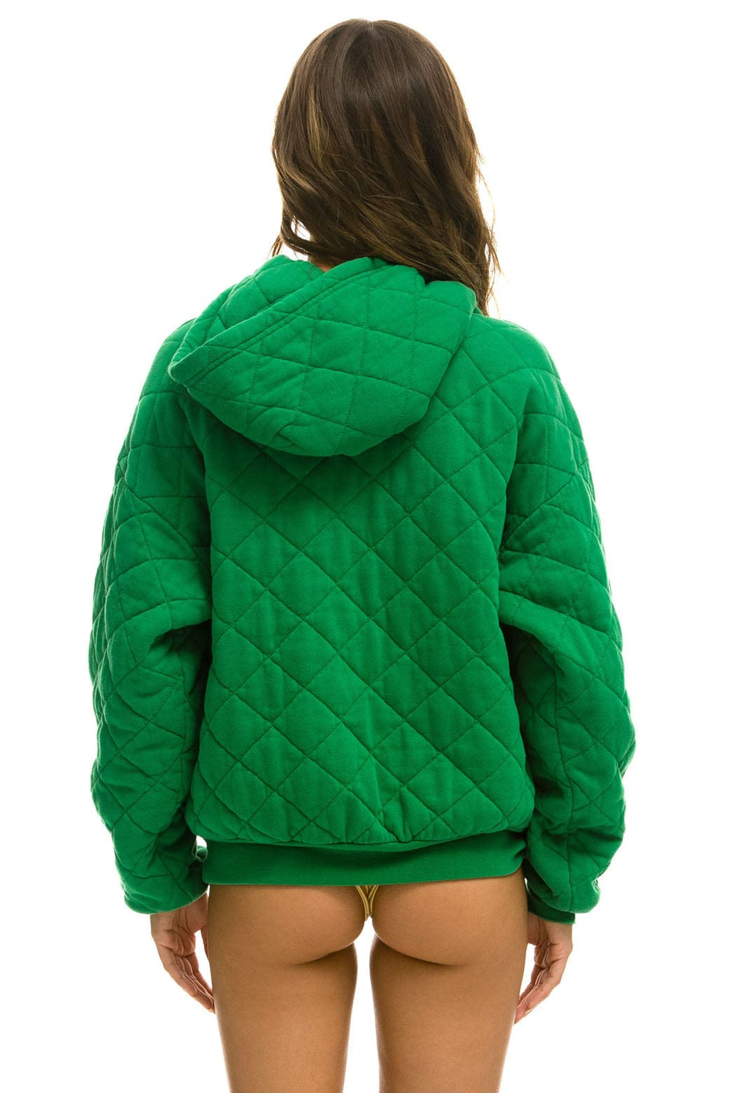 Classic QUILTED RELAXED PULLOVER HOODIE - KELLY GREEN