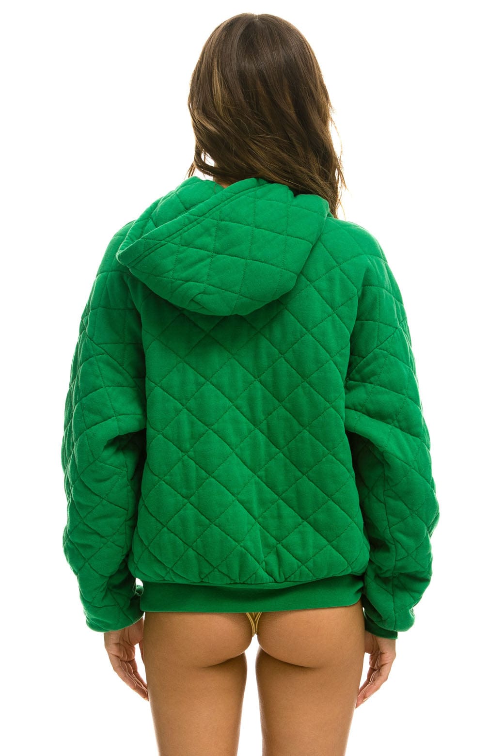 Classic QUILTED RELAXED PULLOVER HOODIE - KELLY GREEN