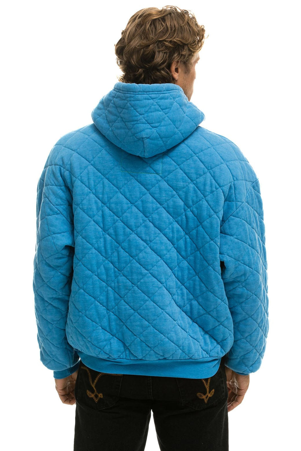 Classic QUILTED RELAXED PULLOVER HOODIE - OCEAN
