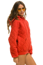 Classic QUILTED RELAXED PULLOVER HOODIE - RED