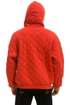 Classic QUILTED RELAXED PULLOVER HOODIE - RED