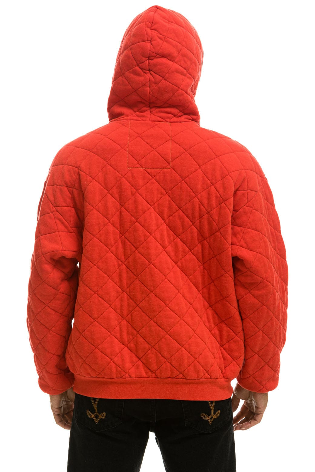 Classic QUILTED RELAXED PULLOVER HOODIE - RED