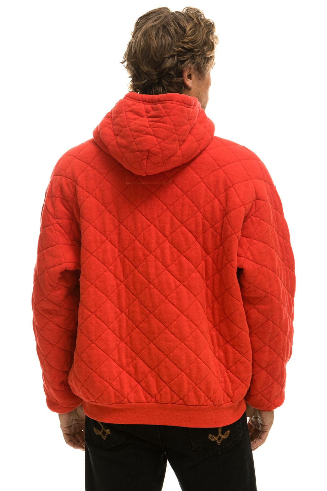 Classic QUILTED RELAXED PULLOVER HOODIE - RED