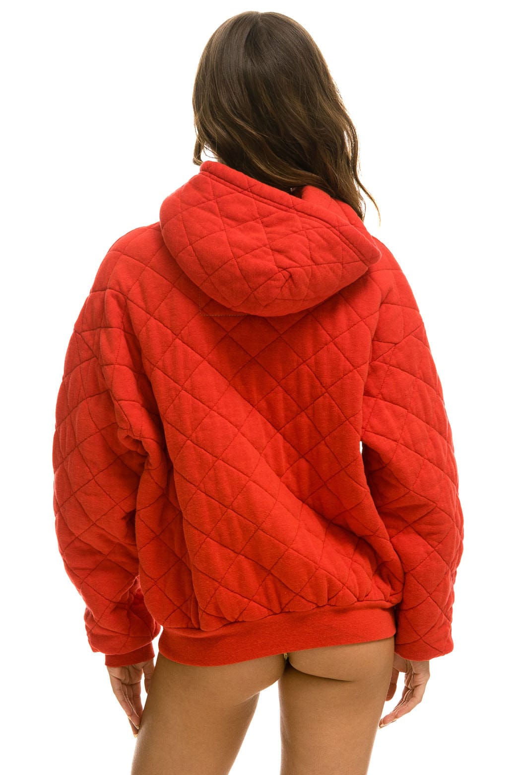Classic QUILTED RELAXED PULLOVER HOODIE - RED