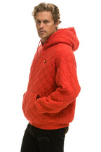 Classic QUILTED RELAXED PULLOVER HOODIE - RED