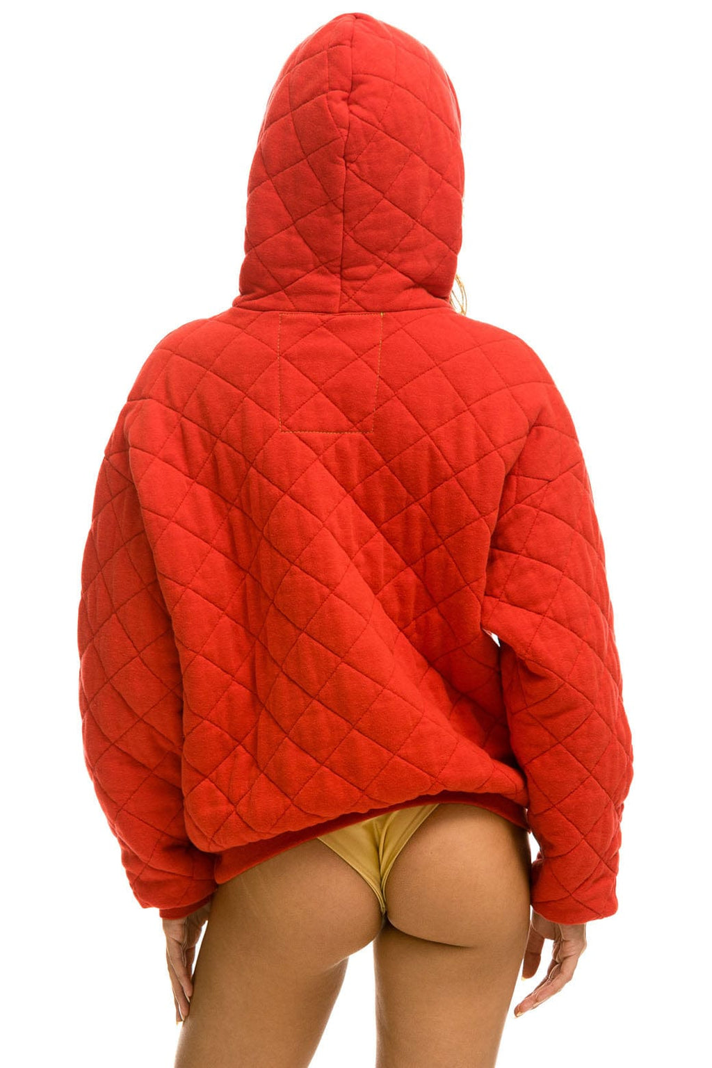 Classic QUILTED RELAXED PULLOVER HOODIE - RED