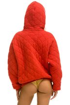 Classic QUILTED RELAXED PULLOVER HOODIE - RED