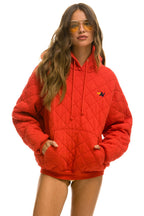 Classic QUILTED RELAXED PULLOVER HOODIE - RED