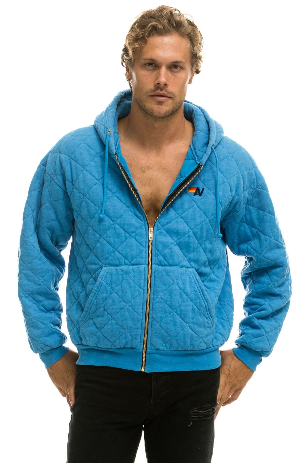 Classic QUILTED ZIP HOODIE RELAXED - OCEAN