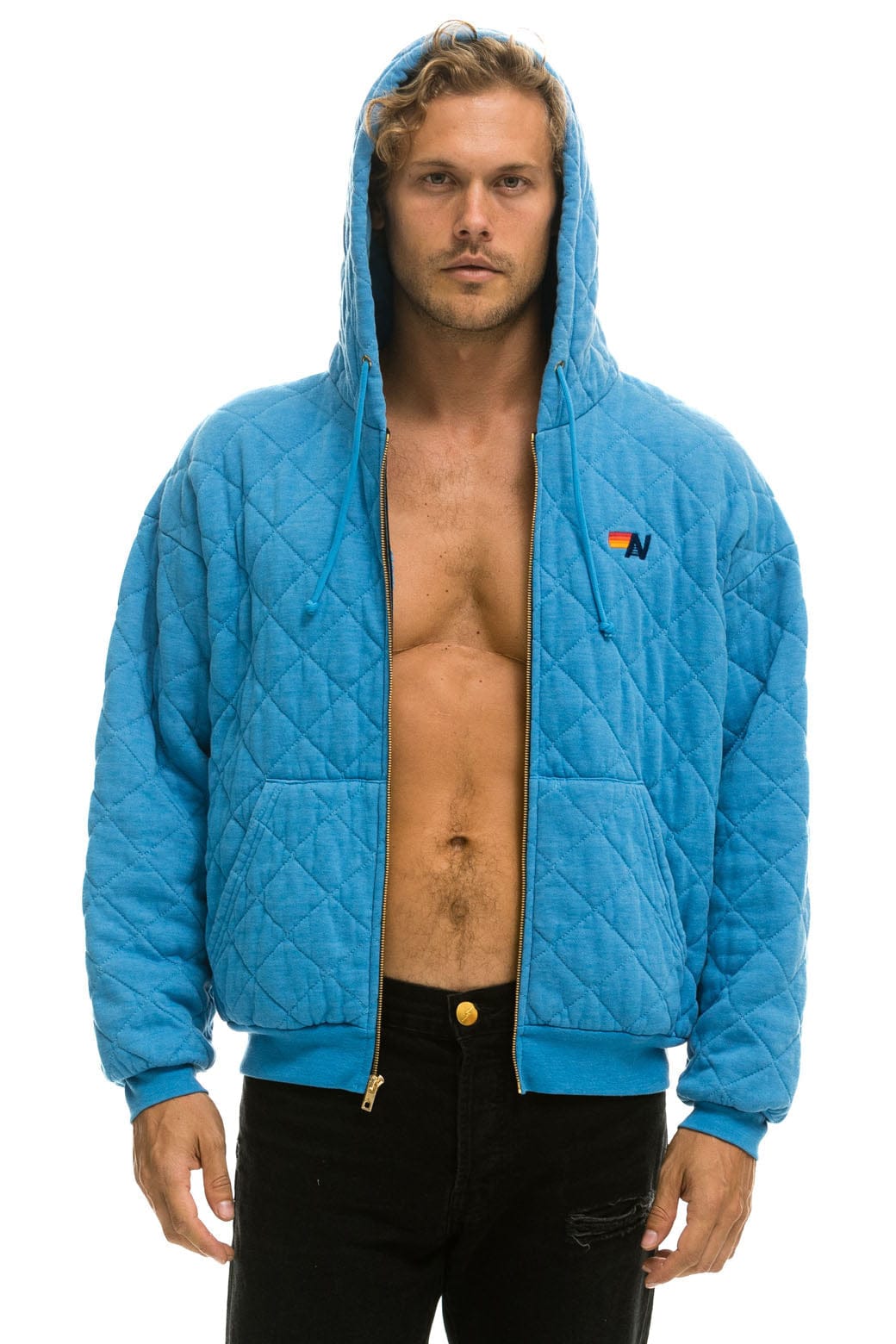 Classic QUILTED ZIP HOODIE RELAXED - OCEAN