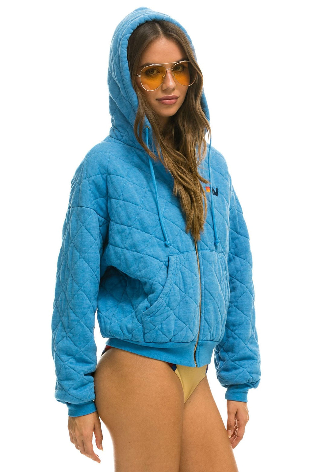 Classic QUILTED ZIP HOODIE RELAXED - OCEAN