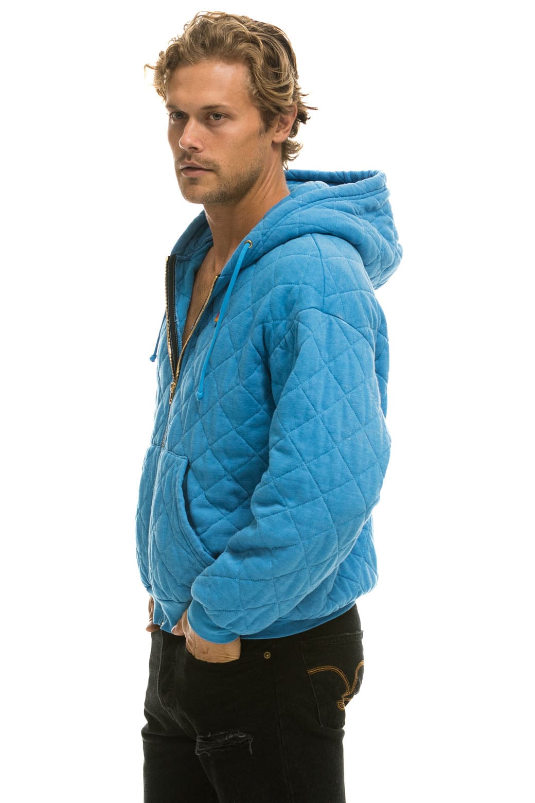 Classic QUILTED ZIP HOODIE RELAXED - OCEAN