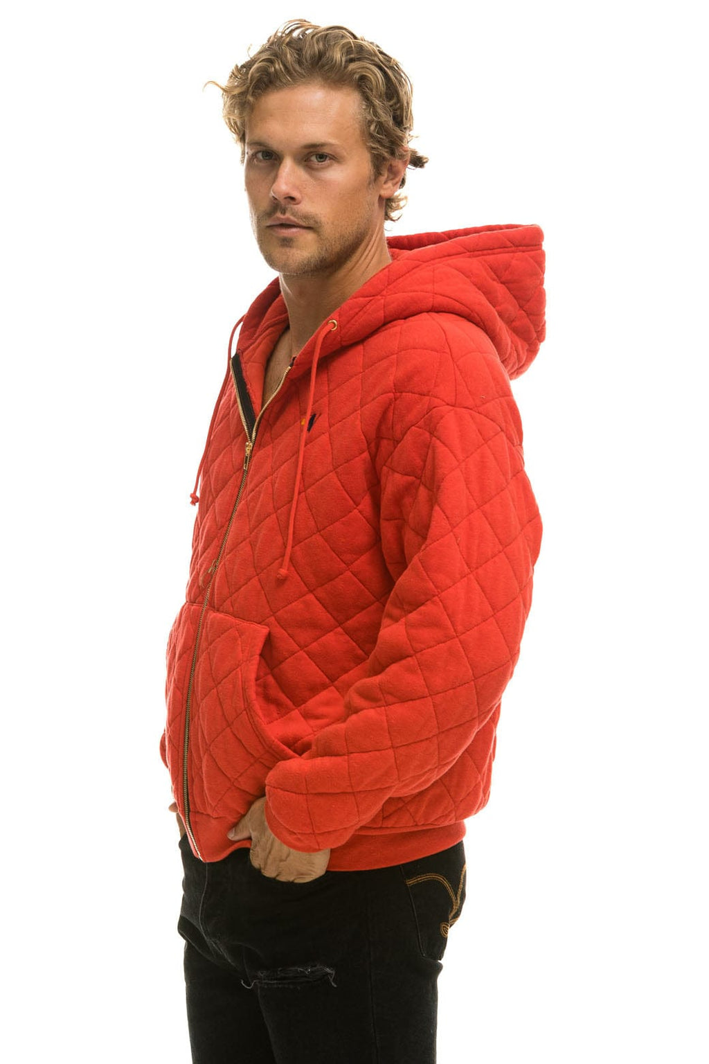 Classic QUILTED ZIP HOODIE RELAXED - RED