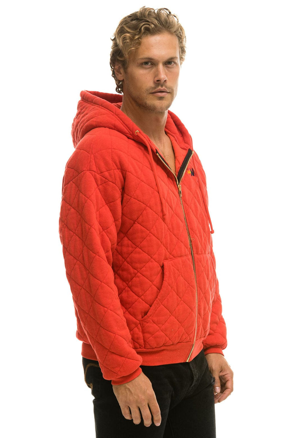 Classic QUILTED ZIP HOODIE RELAXED - RED