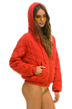 Classic QUILTED ZIP HOODIE RELAXED - RED