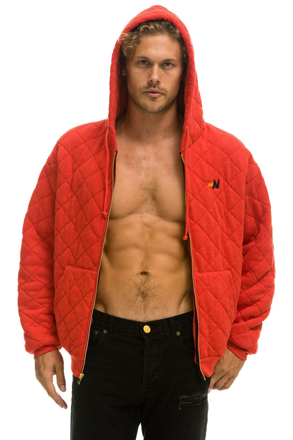 Classic QUILTED ZIP HOODIE RELAXED - RED