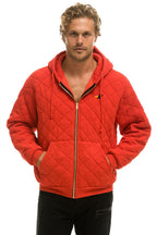 Classic QUILTED ZIP HOODIE RELAXED - RED