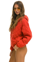 Classic QUILTED ZIP HOODIE RELAXED - RED