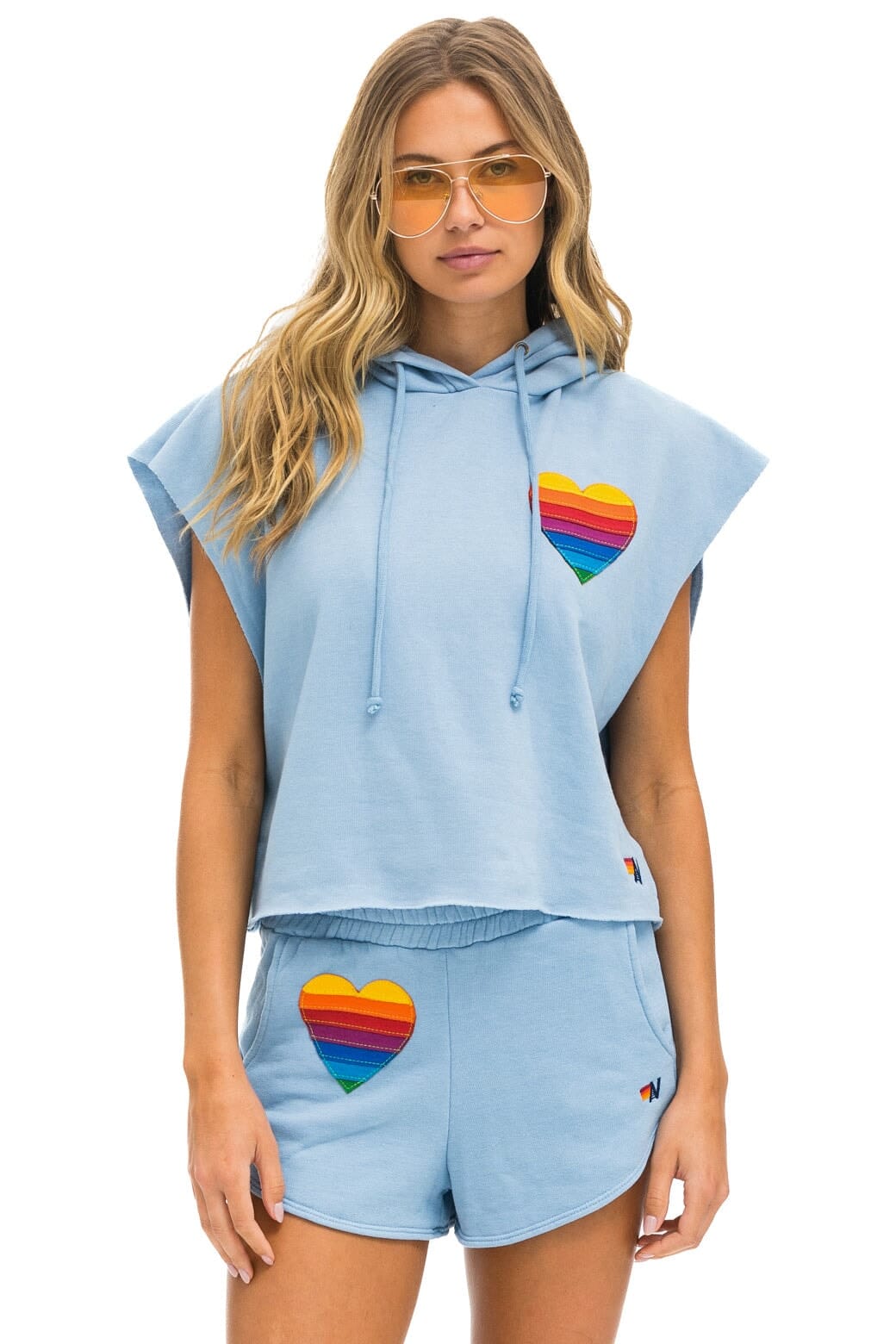 Classic RAINBOW HEART STITCH LOUNGER SHORT - ICE