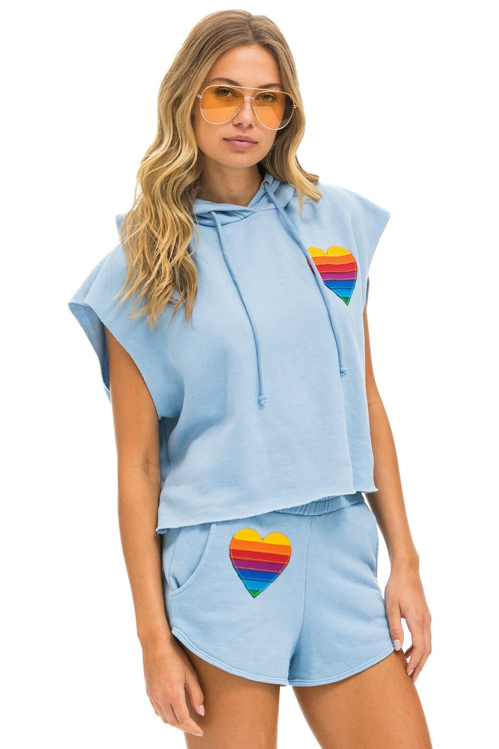Classic RAINBOW HEART STITCH LOUNGER SHORT - ICE