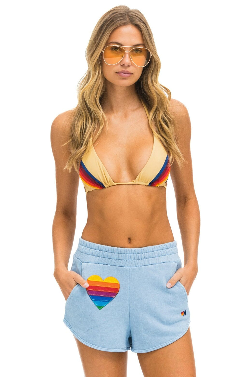 Classic RAINBOW HEART STITCH LOUNGER SHORT - ICE