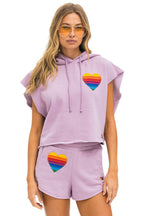 Classic RAINBOW HEART STITCH LOUNGER SHORT - MAUVE