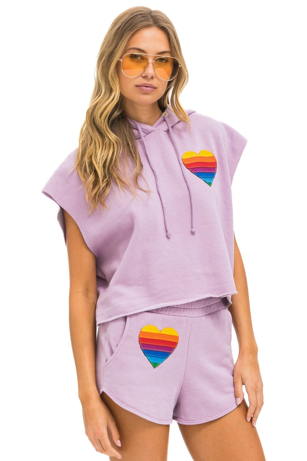 Classic RAINBOW HEART STITCH LOUNGER SHORT - MAUVE