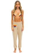 Classic RAINBOW HEART STITCH SWEATPANTS - SAND