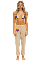 Classic RAINBOW HEART STITCH SWEATPANTS - SAND