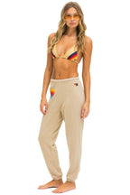 Classic RAINBOW HEART STITCH SWEATPANTS - SAND